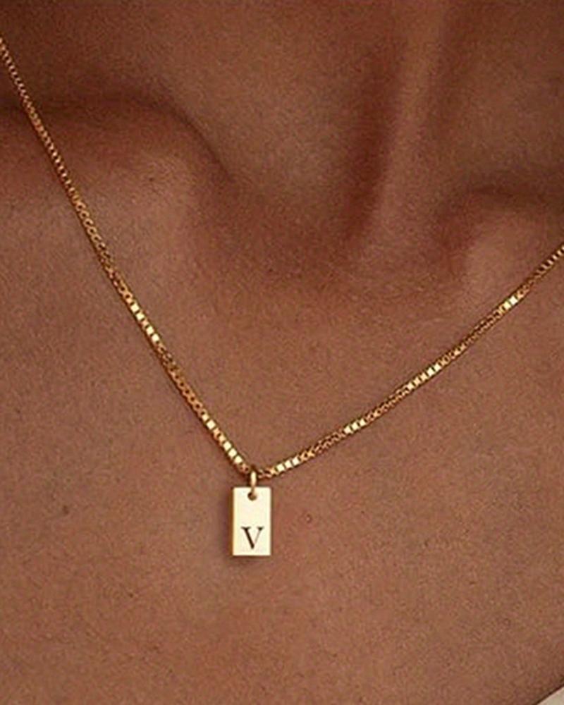 

1pc Alphabet Letter Engraved Pendent Necklace, Style22