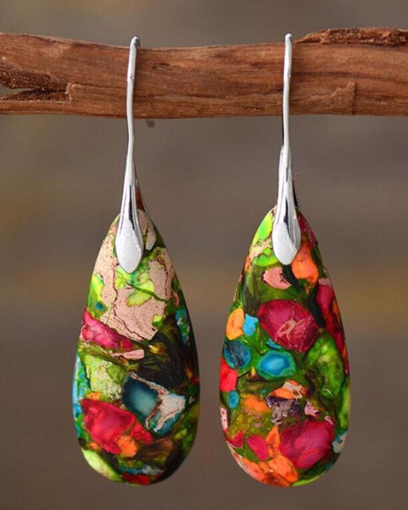 

1Pair Vintage Waterdrop Hook Earrings, Multicolor