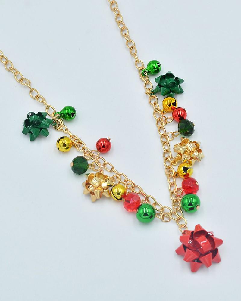 

1pc Jingle Bell Pendant Chain Necklace, Gold