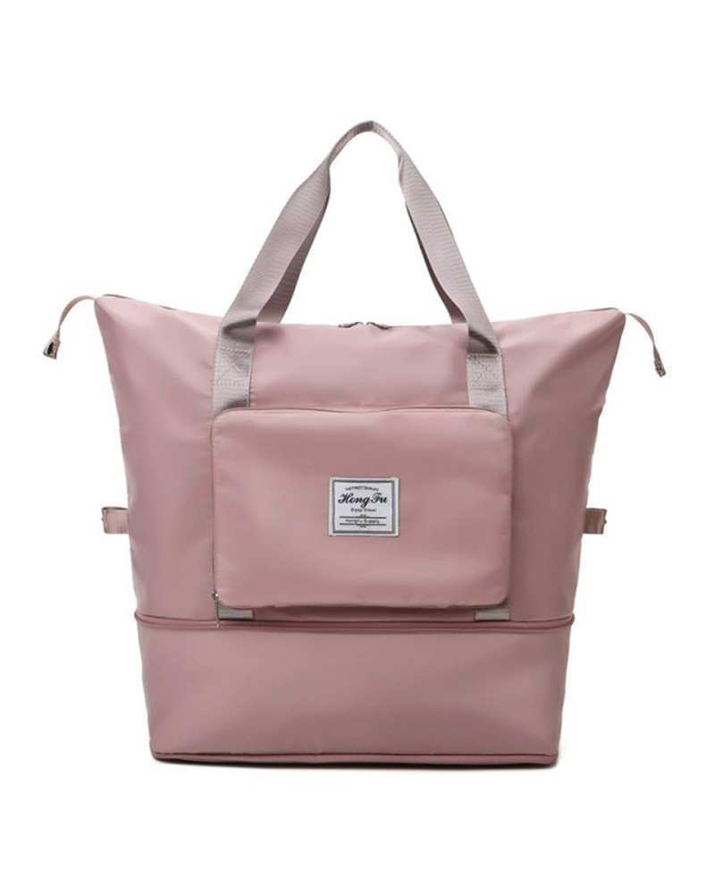 

Letter Label Large Capacity Folding Travel Bag, Pink