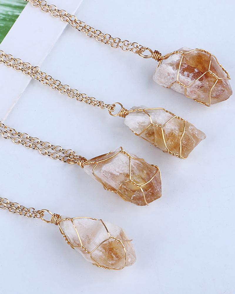 

4pcs Clan Wire Wrapped Crystal Necklaces, Style1