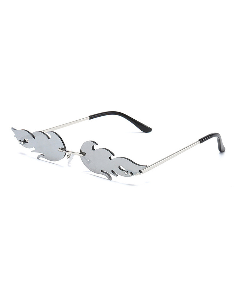 

1Pair Fire Shaped Rimless Fashion Sunglasses, Gray