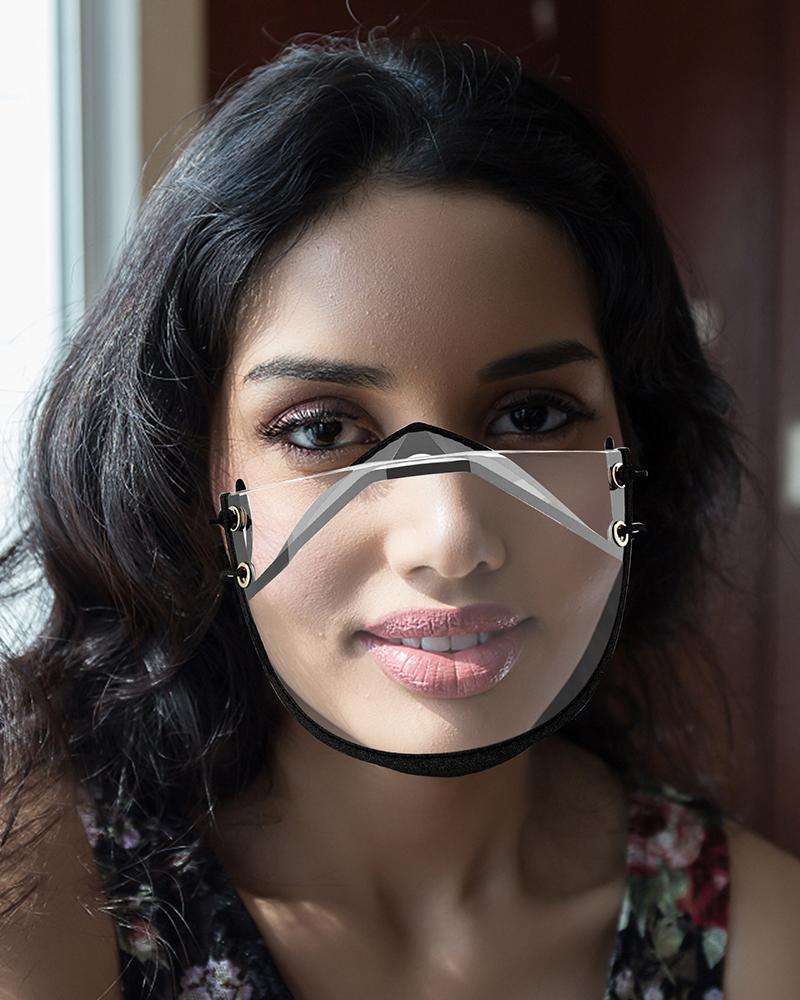 

Eyelet Adjustable Mouth Clear Window Visible Face Mask, Gray