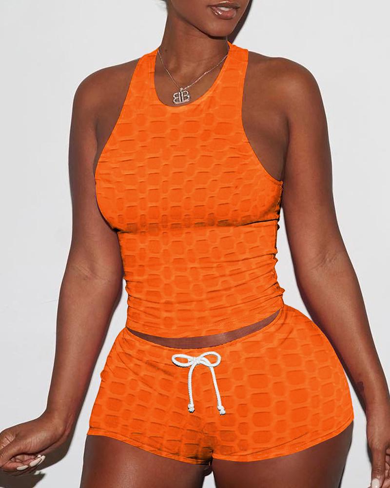 

Bubble Textured Drawstring Active Sets, Orange