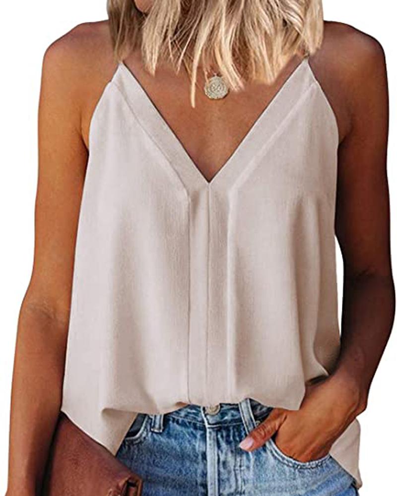 

Halter Sleeveless Loose Fit Casual Top, White