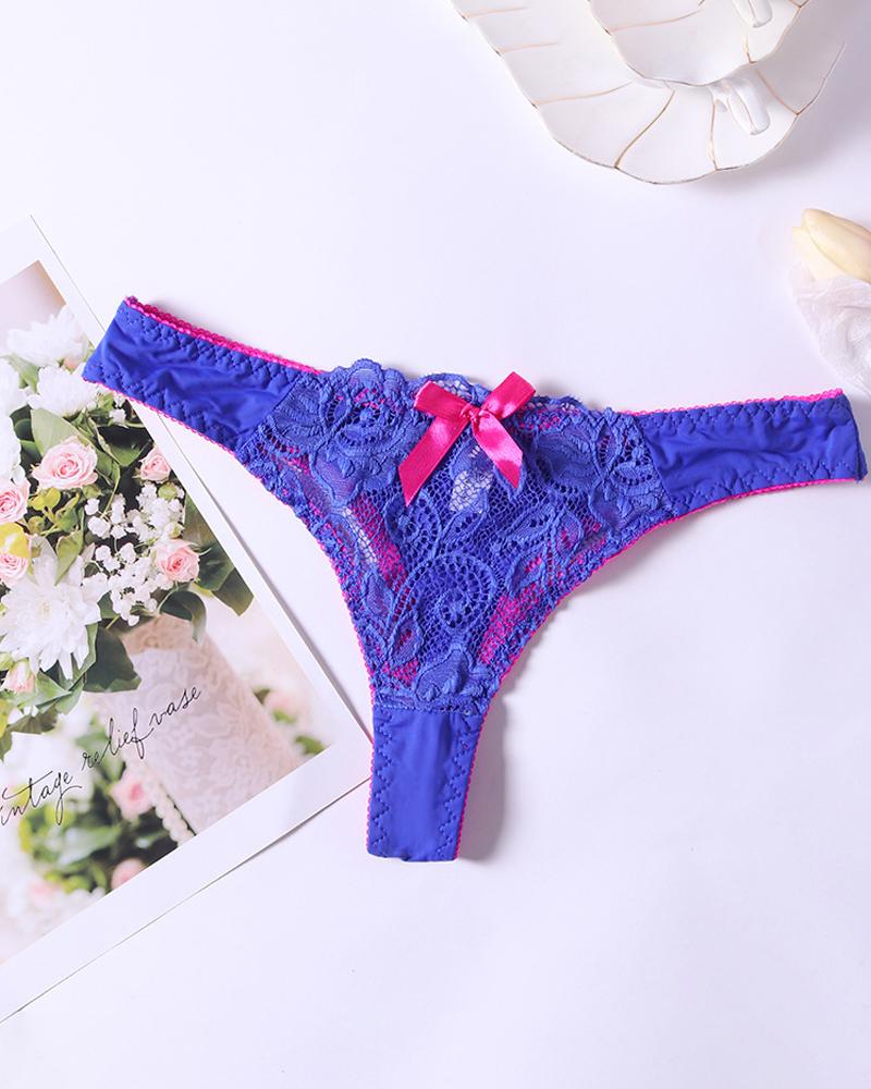 

Lace Seeing Through Hollow-out Low Waist Skinny Sexy Panties, Blue