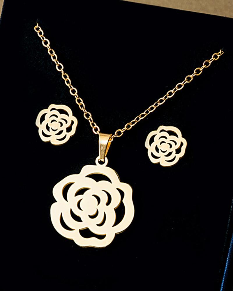 

Mother's Day Hollow Out Heart Letter Mama Necklace & Earrings Jewelry Set, Style5