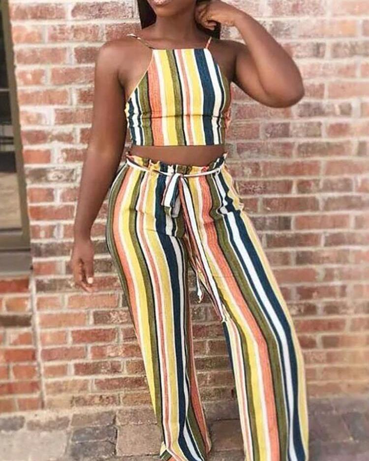 

Colorful Striped Two-piece Suit, Multicolor