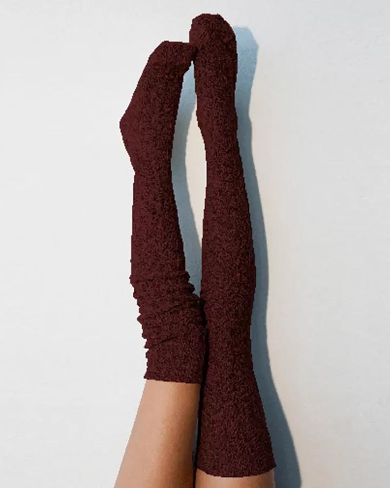 

Plain Over The Knee Socks, Wine red