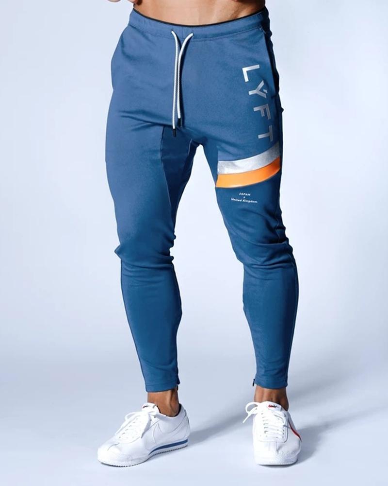 

Color Bandage Printing Skinny Pencil Pants, Blue