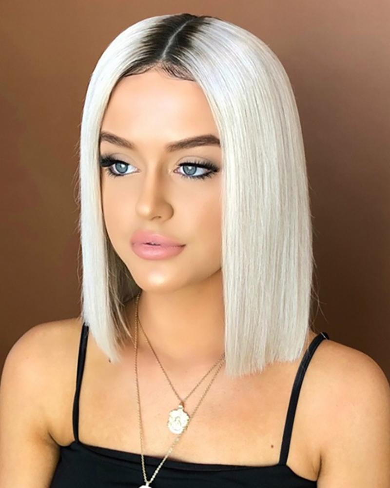 

Natural Straight Ombre Short Wig, White
