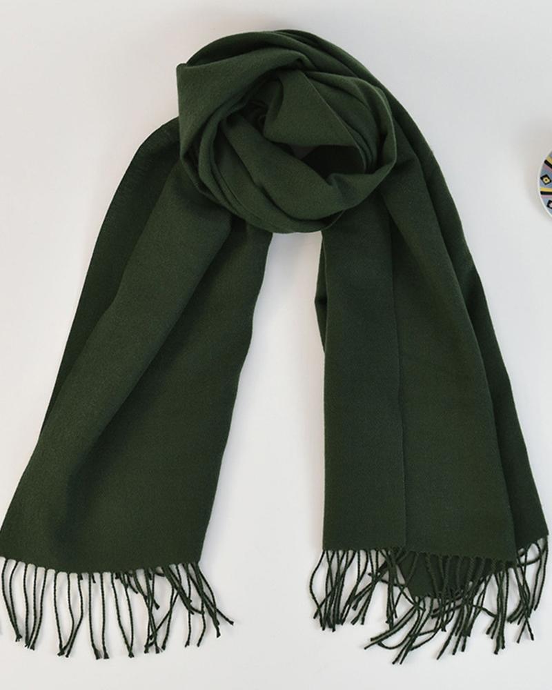 

Tassel Design Warm Long Scarf, Green