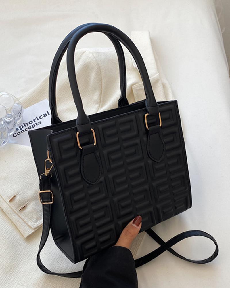 

Embossed Crossbody Bag With Handle, Black