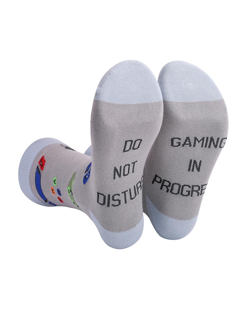 

Men Letter Graphic Print Colorblock Socks, Gray