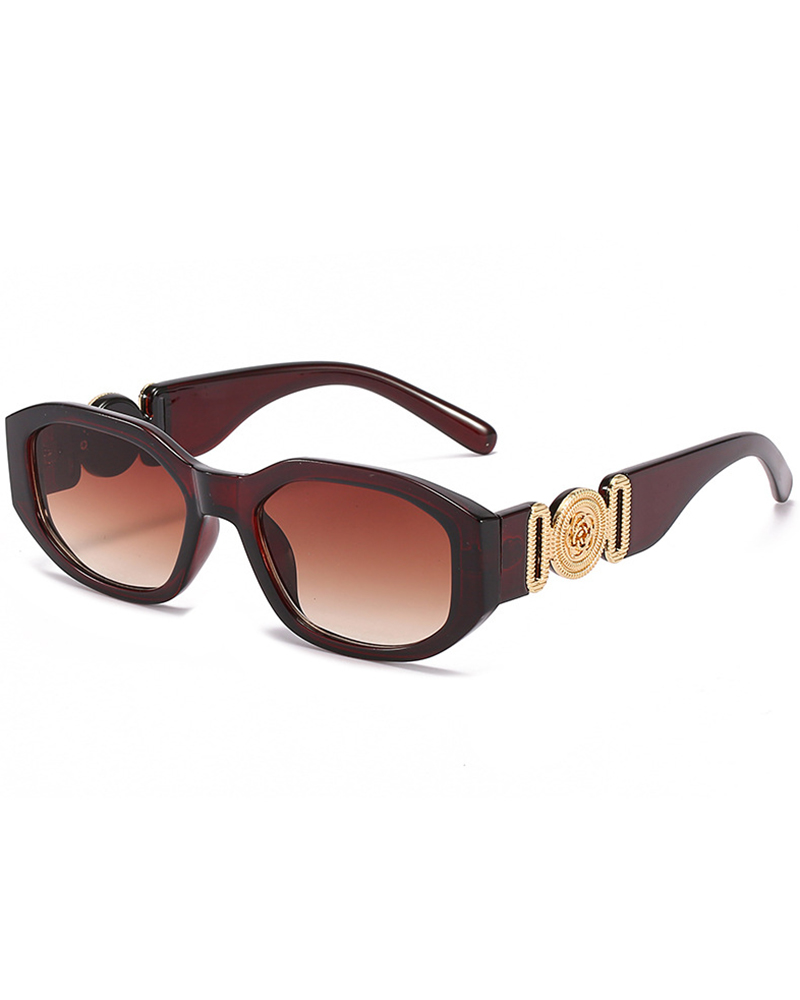 

1Pair Retro Wide Frame Square Rectangle Sunglasses, Coffee