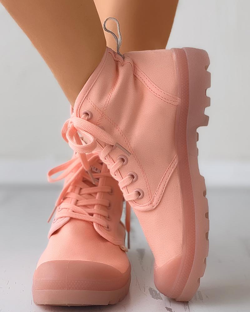 

Letter Patch Eyelet Lace-up Sneaker, Pink
