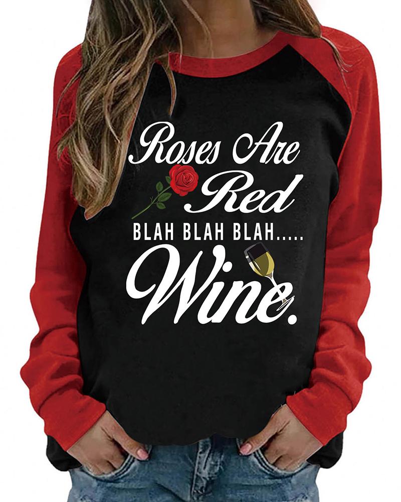 

Valentine' Day Graphic Letter Print Colorblock Top, Style1