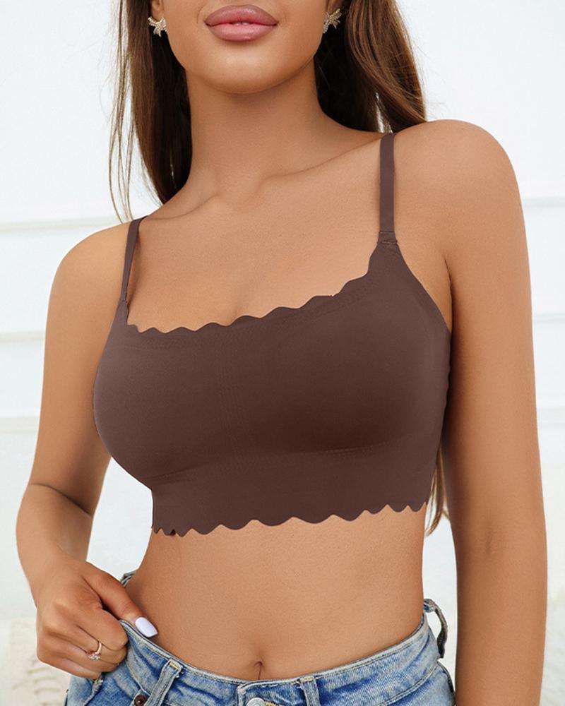 

Scallop Trim Seamless Wireless Lifting Bra, Coffee