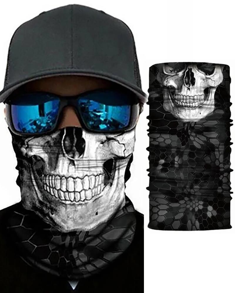 

Skull Print Breathable Face Bandana Magic Scarf Headwrap Balaclava, Gray