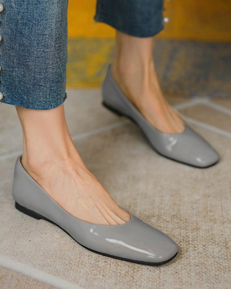 

Square Toe Casual Slip On Flats, Gray