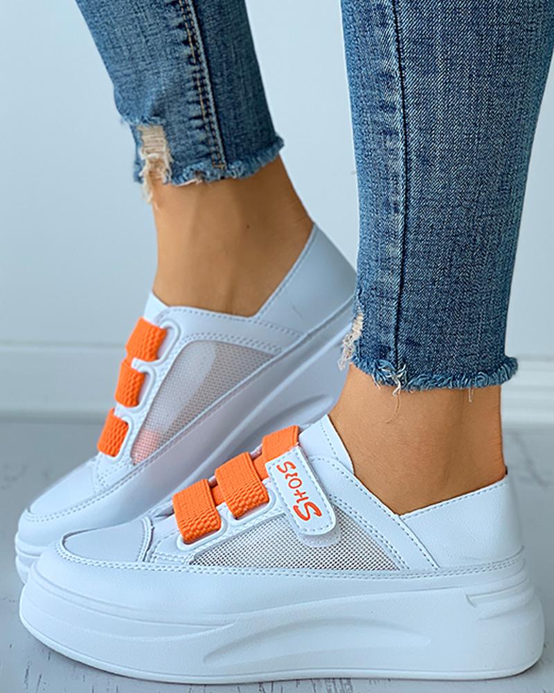 

Velcro Fishnet Mesh Breathable Casual Sneaker, Orange
