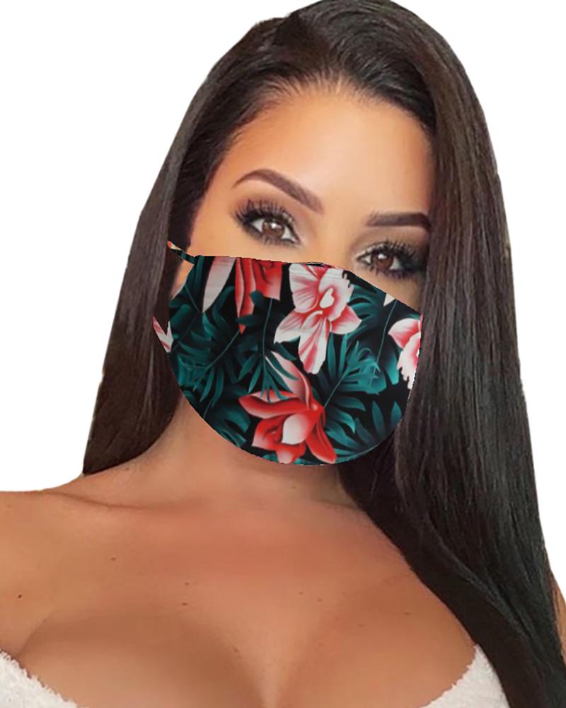 

Floral Print Breathable Mouth Mask Washable And Reusable, Dark green