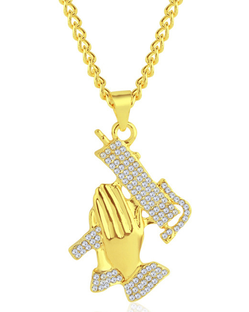 

1pcs Rhinestone Heart Plant Letter Figure Pendant Chain Necklace, Style4