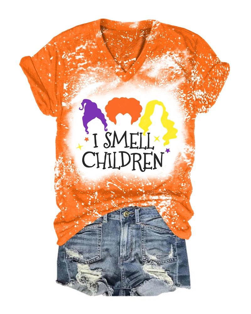 

Halloween Figure Letter Print Casual T-shirt, Orange