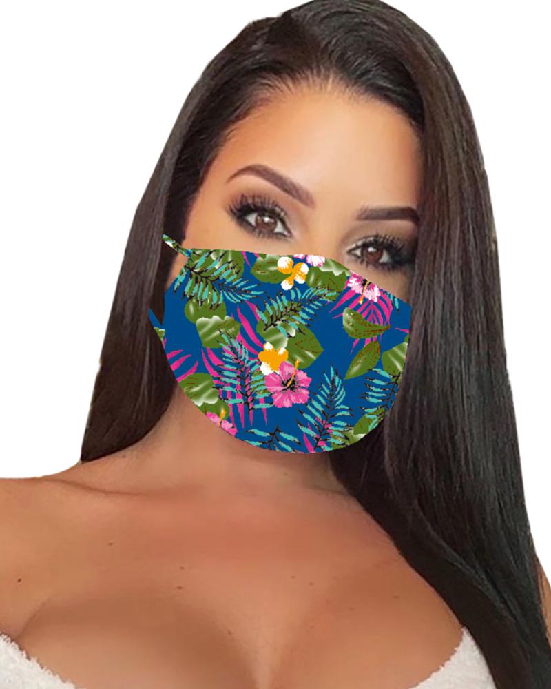 

Floral Print Breathable Mouth Mask Washable And Reusable, Blue