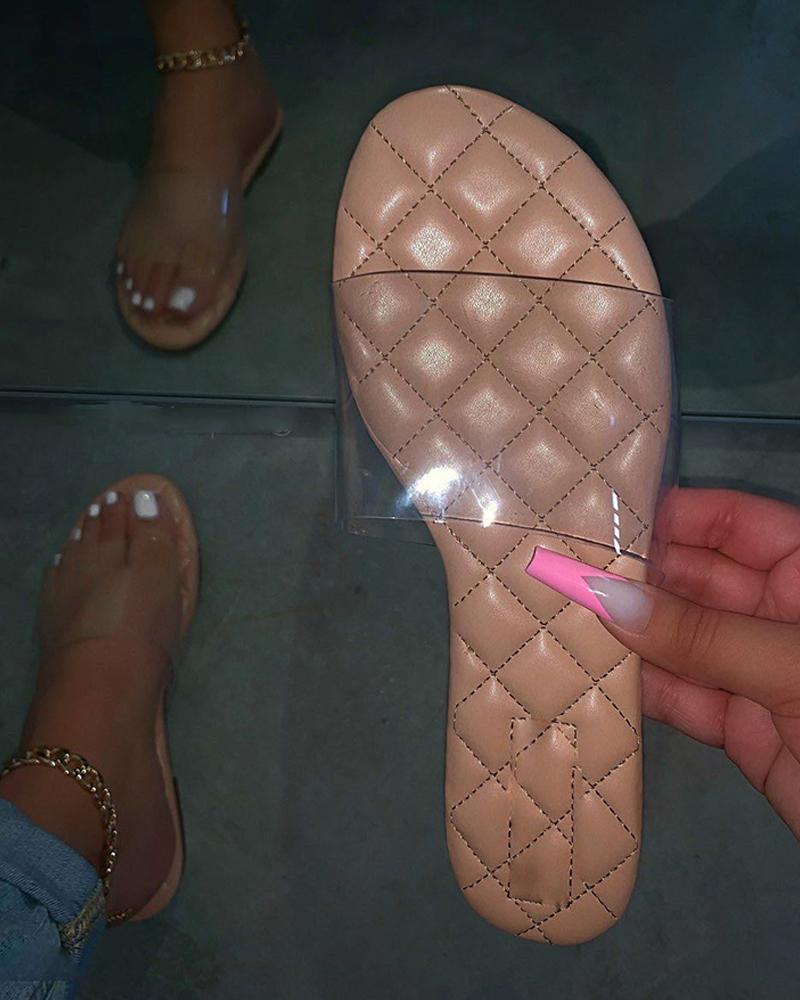 

Solid Open Toe Flat Sandals, Apricot