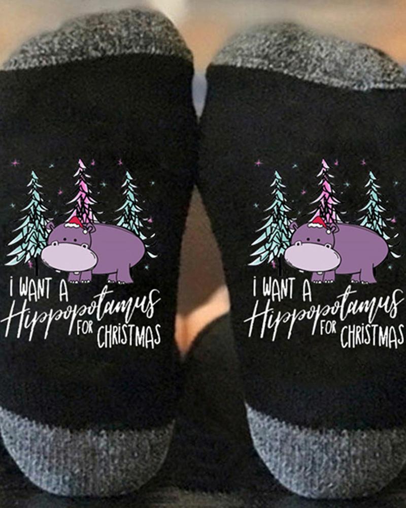 

1Pair Christmas Tree Cartoon Print Crew Socks, Style2