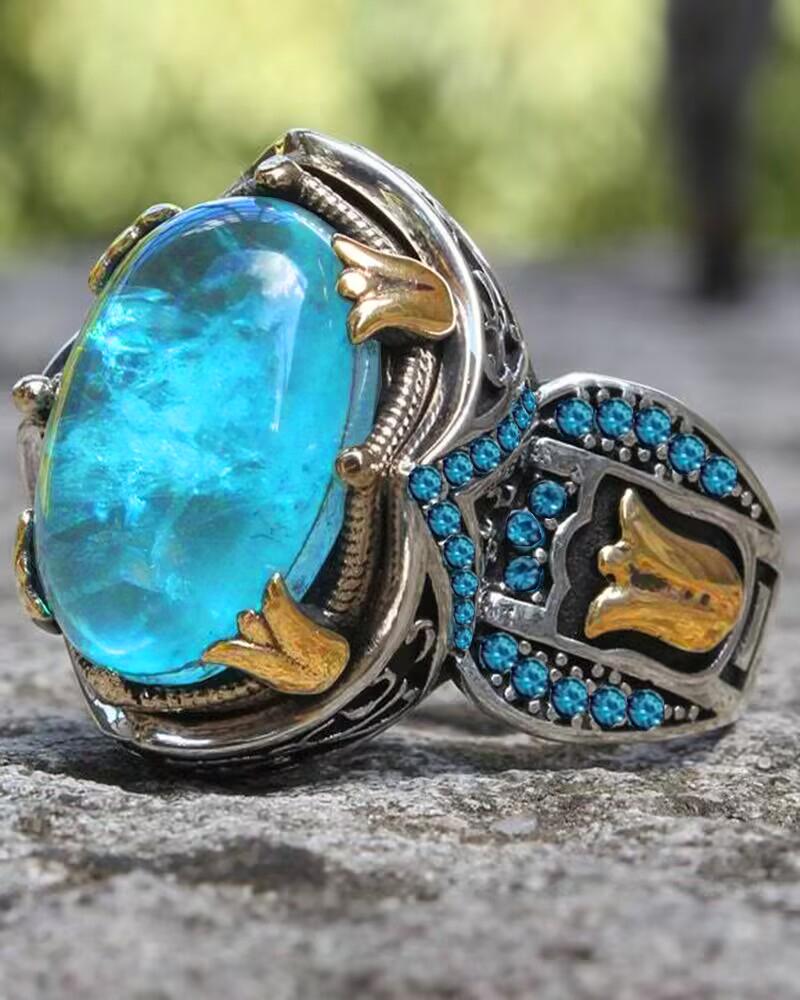 

1pc Crystal Moon Stone Bohemian Wedding Ring, Silver
