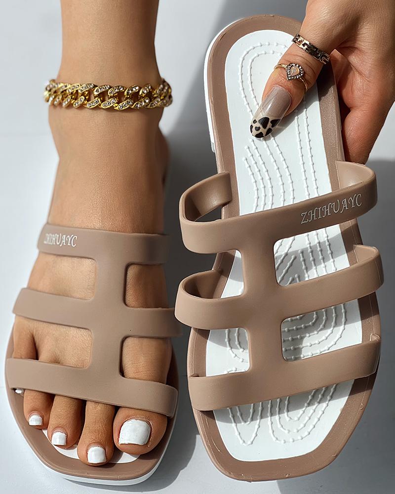 

Hollow Out Summer Beach Slippers, Apricot