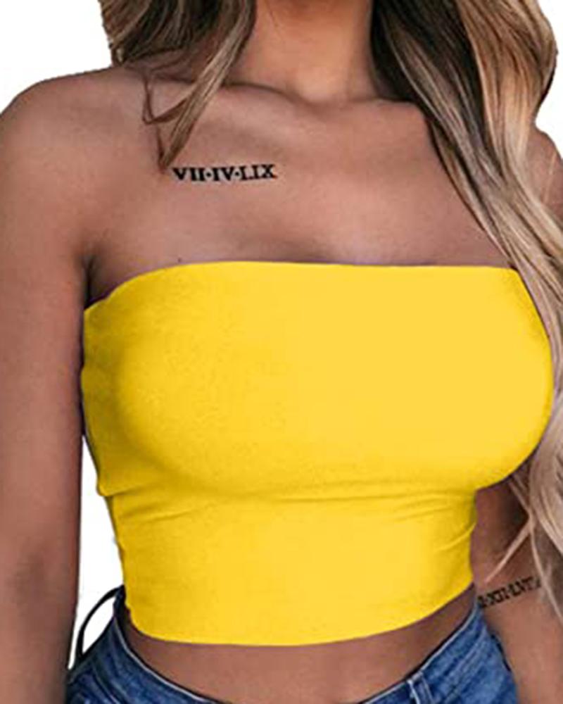 

Bandeau Strapless Crop Tube Top, Yellow