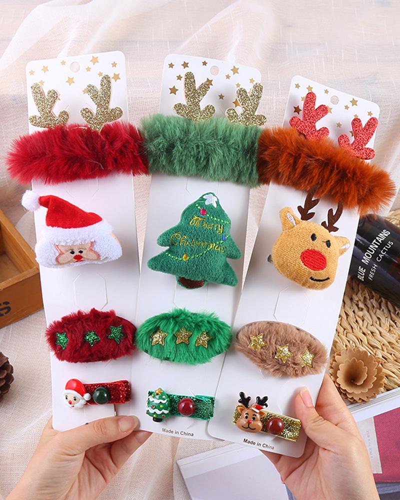 

Christmas Fuzzy Tree Hat Elk Brooches Hair Clip, Style3