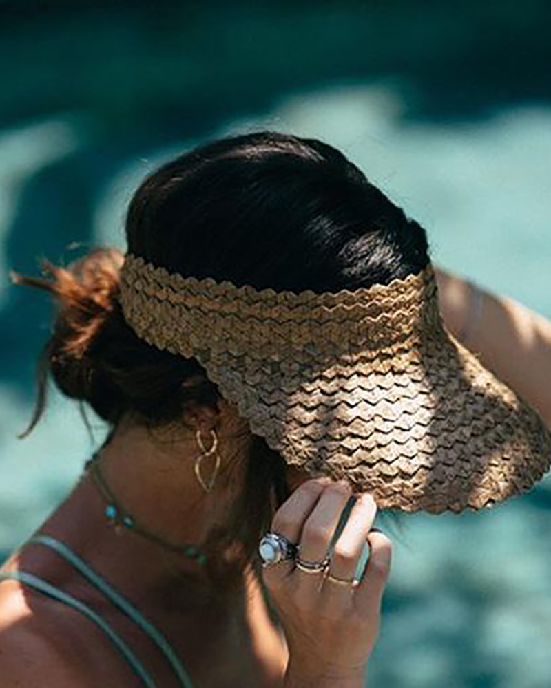 

Braided Half Baseball Cap Straw Hat, Khaki