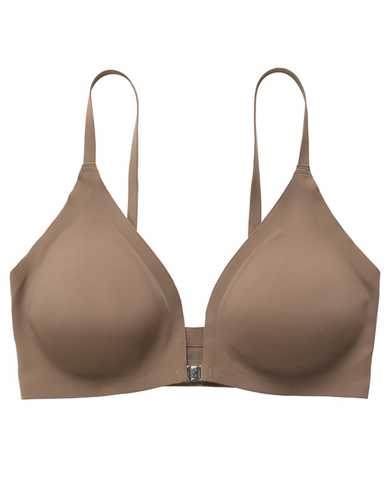 

Buckle Front Seamless Wireless Lifting Bra, Coffee