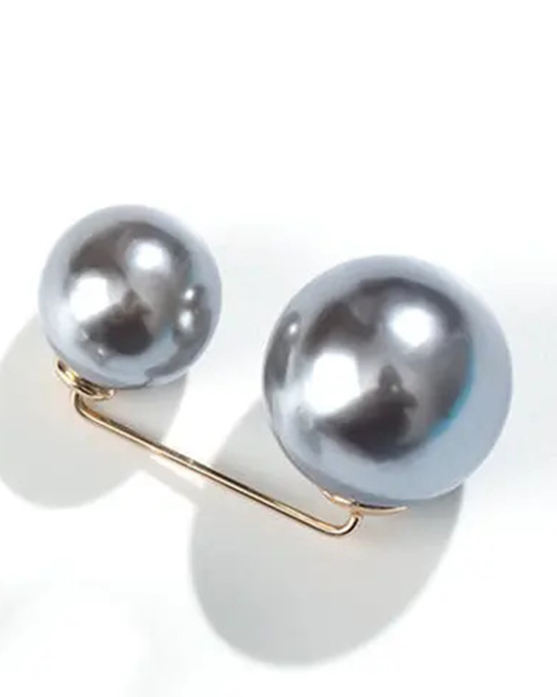 

1pc Tightening Waistband Faux Pearl Pin Buckle Clothes Skirt Pants Buckle Waist Brooch, Gray