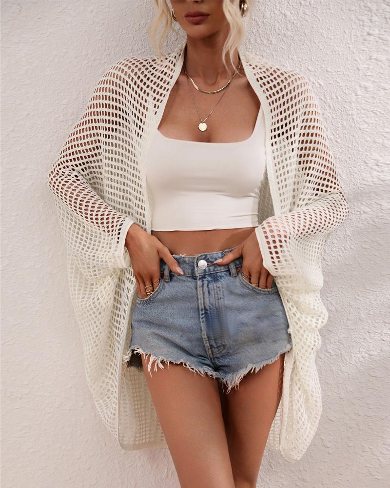 

Hollow Out Open Front Cover Up, White