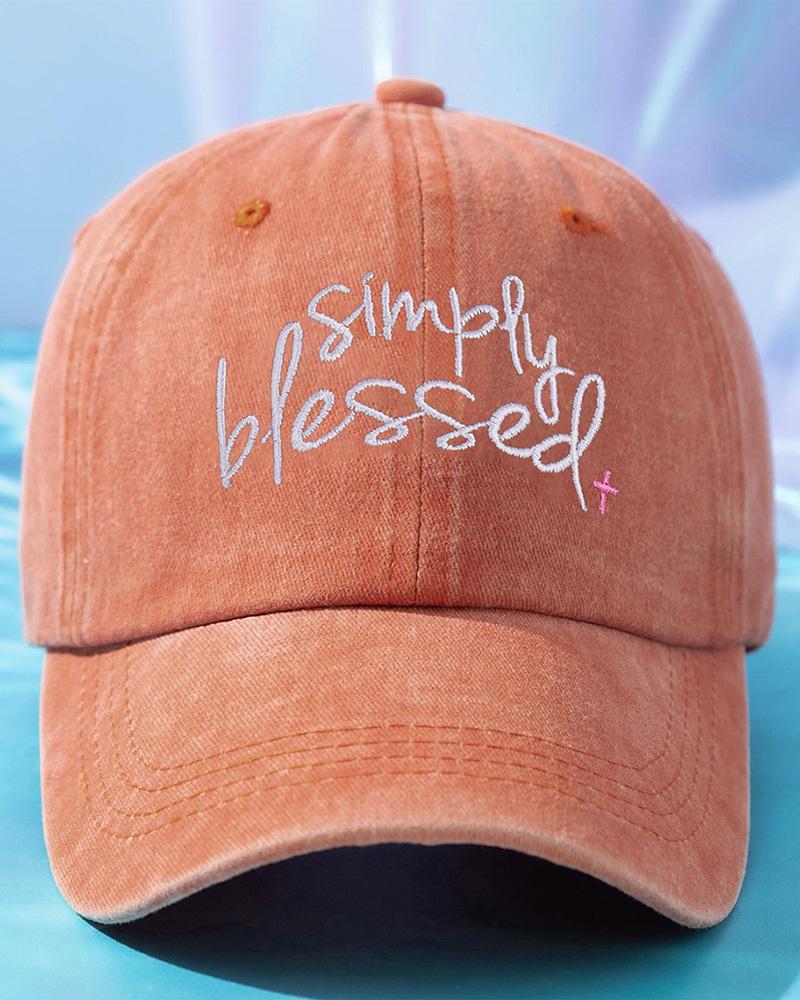 

Letter Embroidery Distressed Retro Baseball Cap, Orange