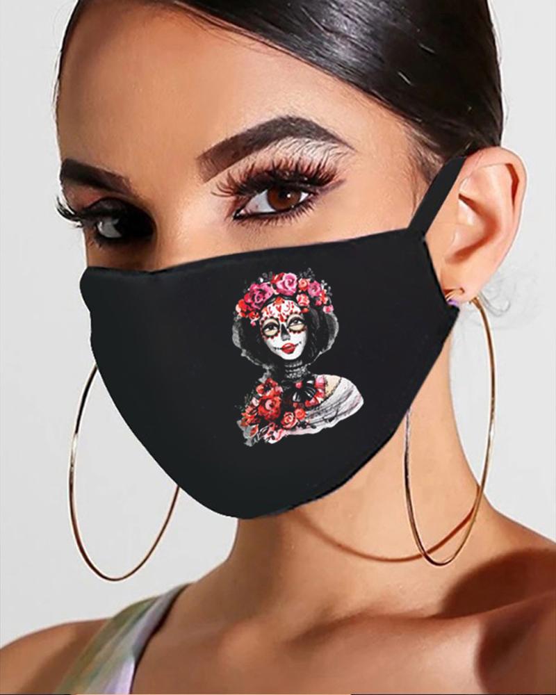 

Halloween Skull Figure Print Breathable Mouth Mask, Style2