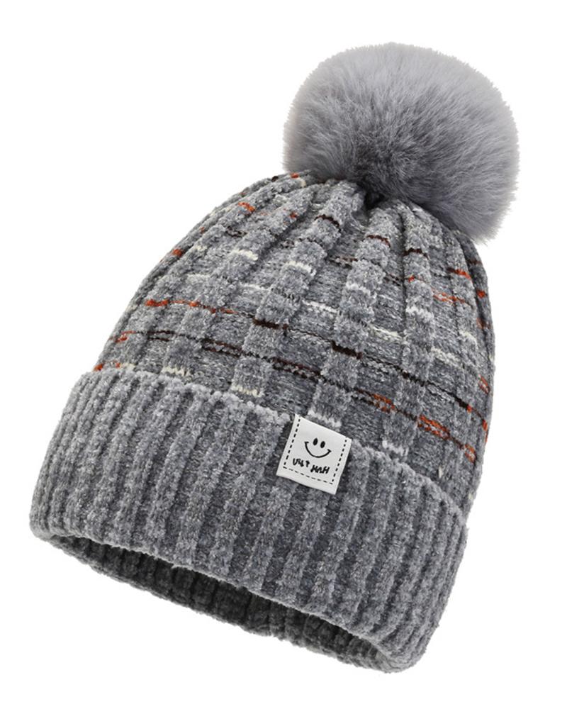 

Pom Pom Cosy Warm Winter Knit Beanie Hat, Gray