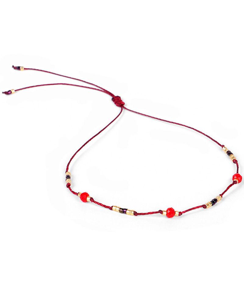 

Bohemian Colorful Clan Beaded Anklet, Red