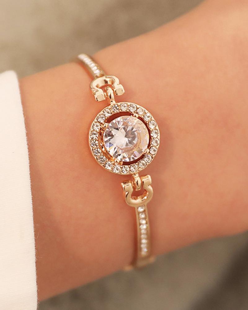 

1pc Geometric Rhinestone Fashion Jewelry Gift Bracelet, Rose gold