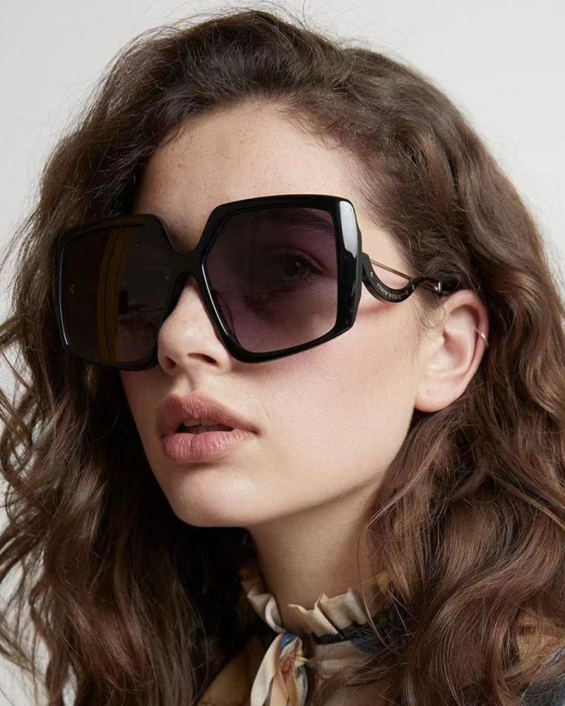 

1Pair Gradient Big Fashionable Square Sunglasses, Black
