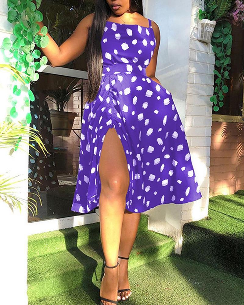 

Floral Print Sleeveless A-line Dress, Purple