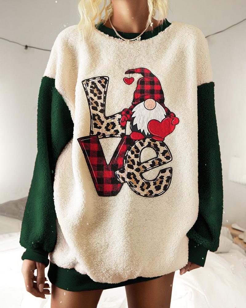 

Christmas Letter Gnomes Pattern Long Sleeve Top, Green