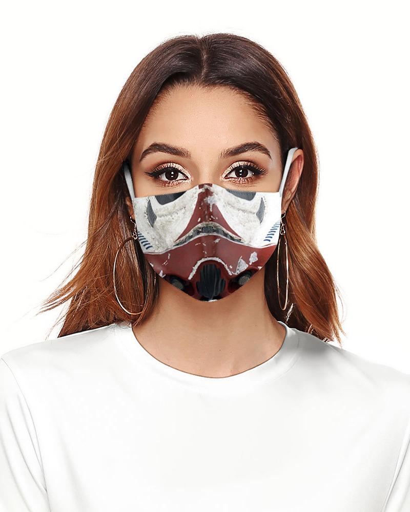 

Cartoon Print Colorblock Breathable Face Mask, Wine red