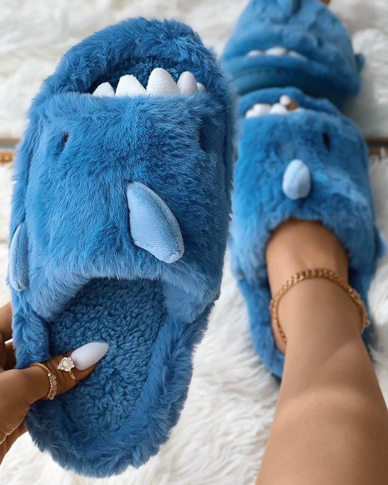 

Shark Shaped Fuzzy Slippers, Blue