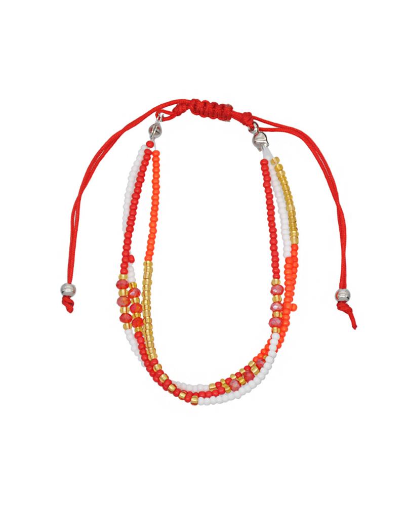 

Boho Colorful Beaded Adjustable Bracelet, Orange